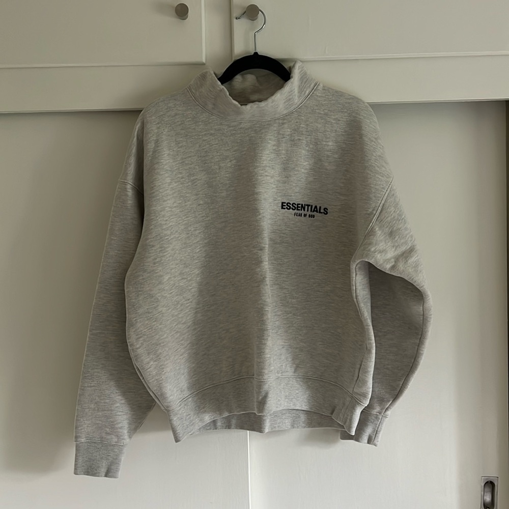 ESSENTIALS Fear of God heather grey mock neck sweatshirt